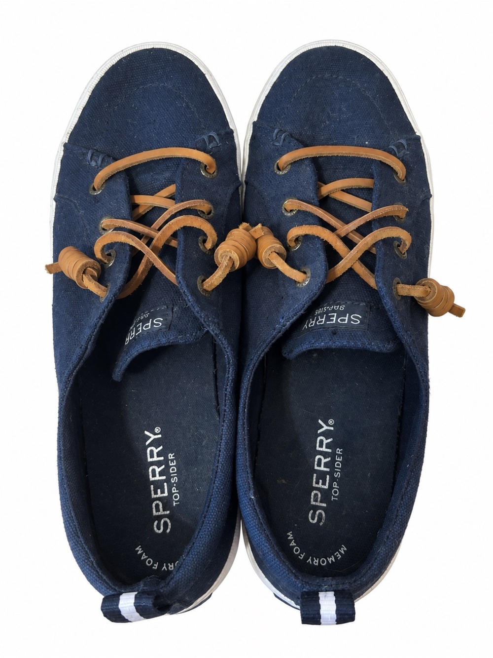 Sperry Navy Canvas Boat Sneaker with Tan Laces